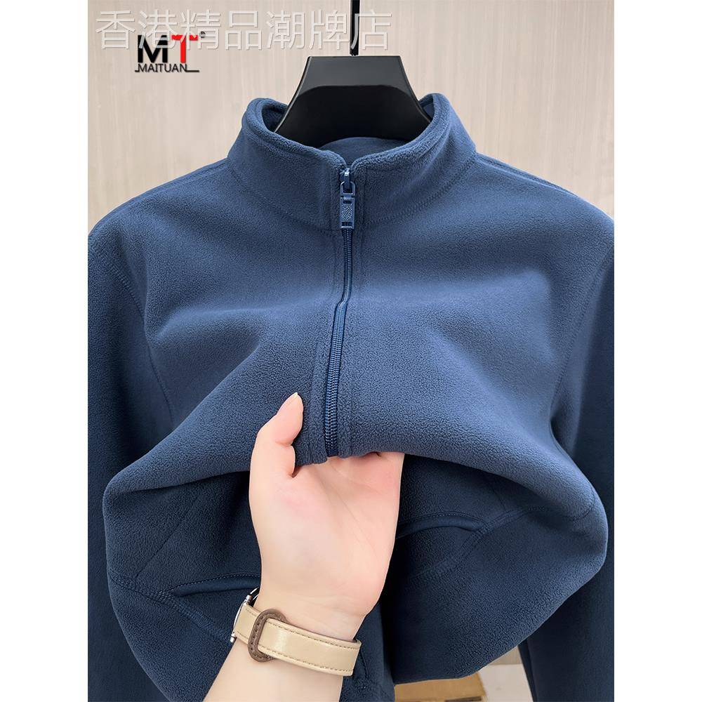 高端双面摇粒绒外套男士2025新款秋冬季加厚保暖立领抓绒卫衣男款