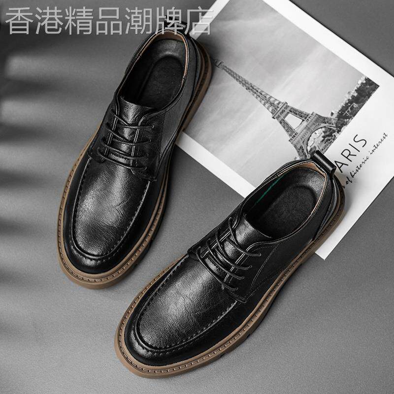 潮牌低帮真皮马丁靴男鞋秋冬季英伦风工装皮鞋男士商务正装休闲鞋