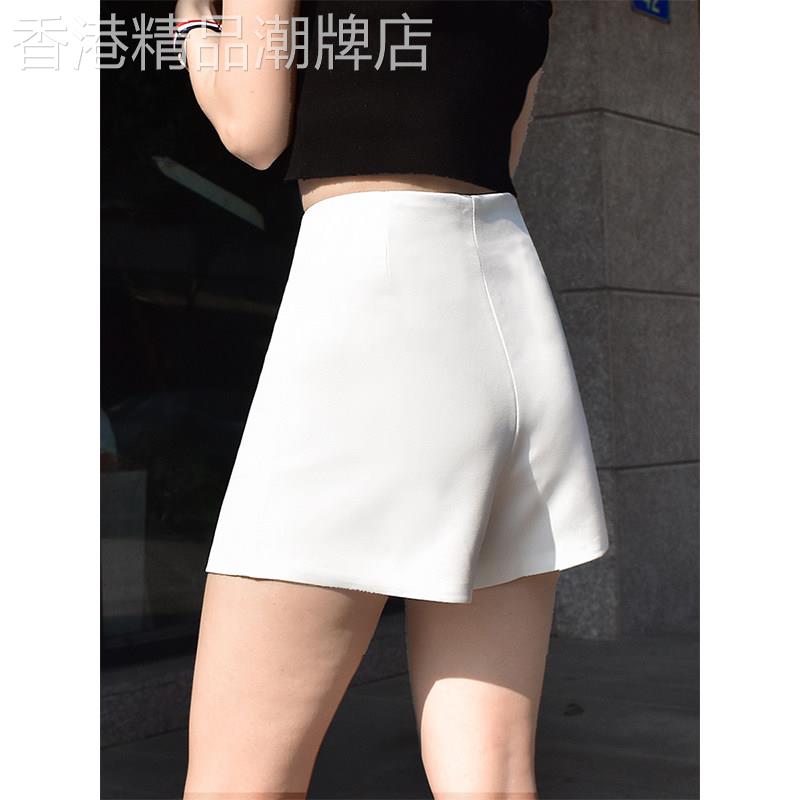 白色雪纺西装短裤女夏新款外穿高腰显瘦百搭宽松休闲a字阔腿热裤