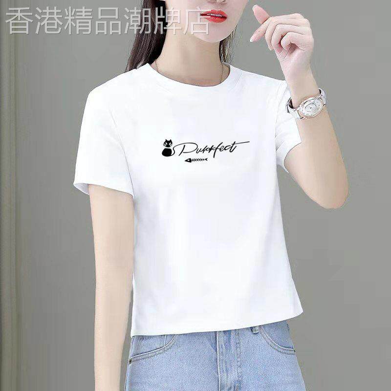 【纯棉】短袖白色t恤女夏季新款小个子时尚韩版宽松显瘦洋气上衣