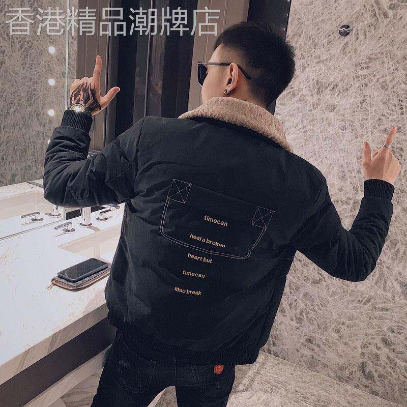 棉衣外套男士冬季羊羔绒领潮流休闲羽绒棉服痞帅冬装韩版棉袄夹克