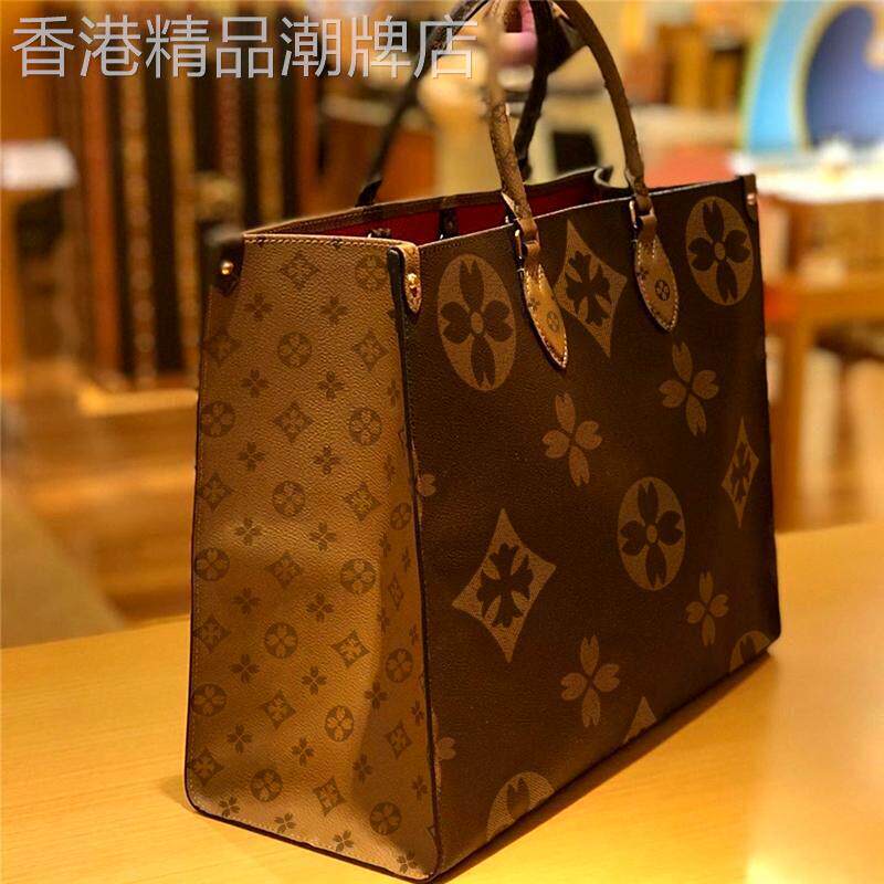 香港正品女包2025新款真皮双面拼色单肩大包大容量托特包购物包大