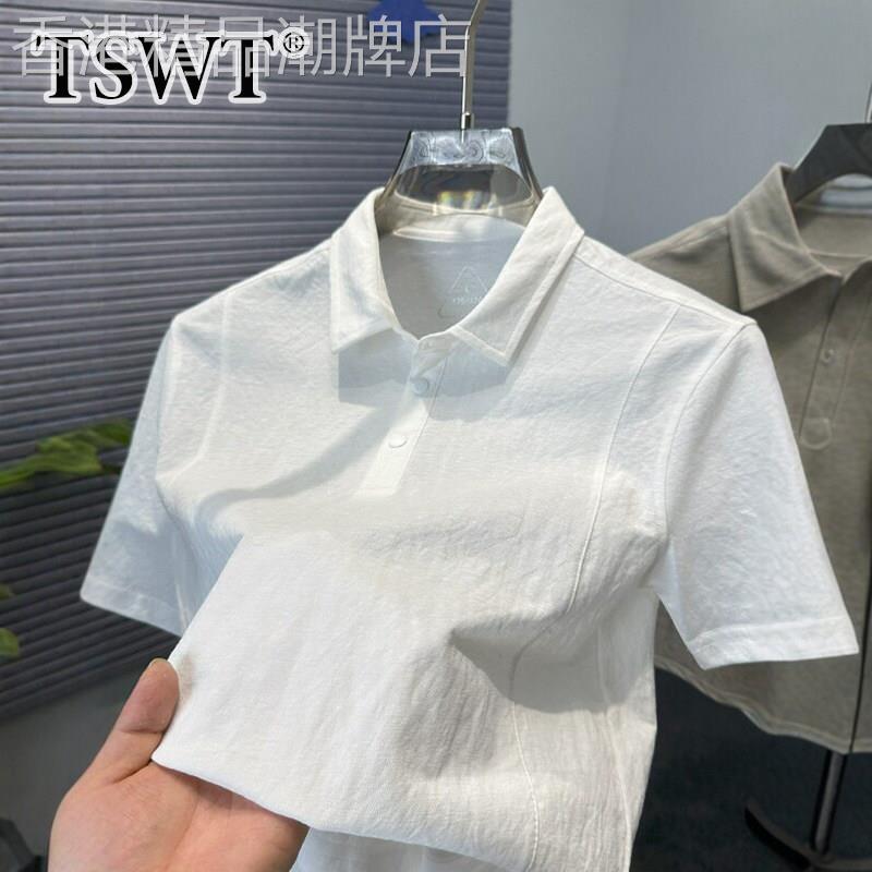 高端亚麻短袖t恤男士夏季薄款2026新款纯棉麻色百搭翻领半袖上衣