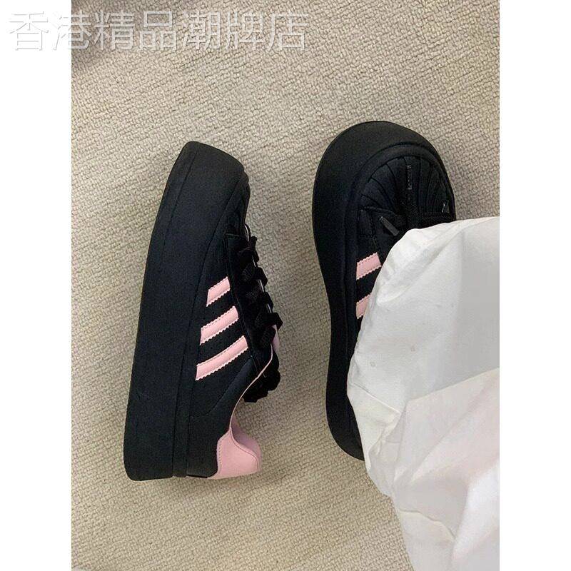 德训鞋女2026夏季新款经典厚底增高休闲鞋圆头松糕鞋小黑鞋板鞋潮