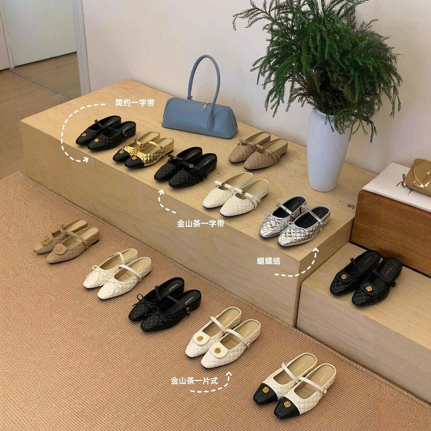 潮牌内增高山茶花蝴蝶结包头半拖鞋女春夏配裙子小香风玛丽珍单鞋