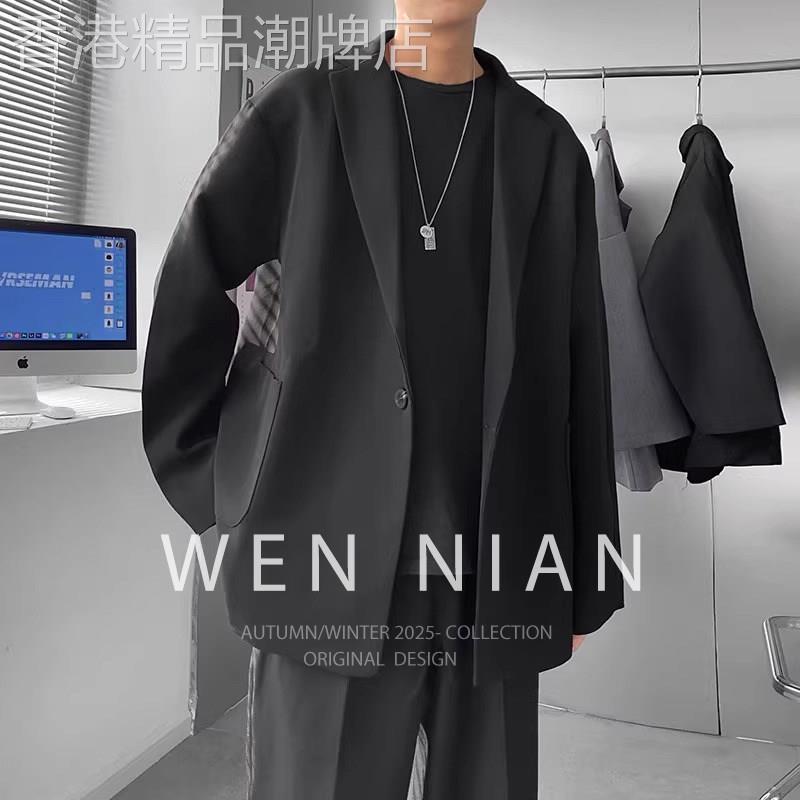 韩国WEN NIAN小西装外套男士春秋季2025新款韩版宽松大码西服上衣