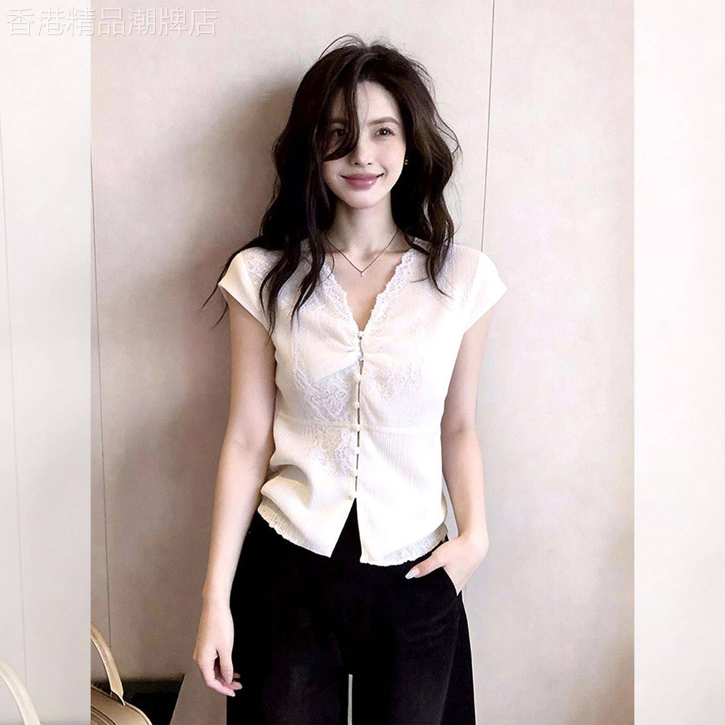 法式白领漂亮白色短袖衬衫女初夏2026设计感别致很仙巨好看的上衣