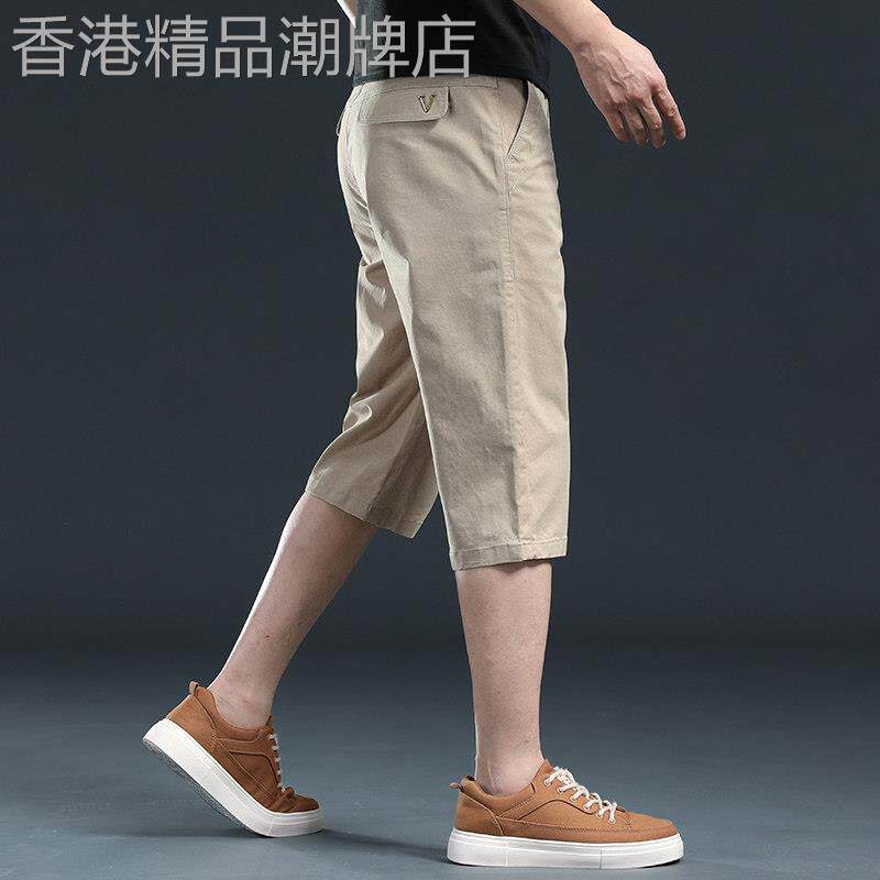 香港高端休闲七分裤男士2026夏季薄款直筒中裤纯棉凉感商务7分裤