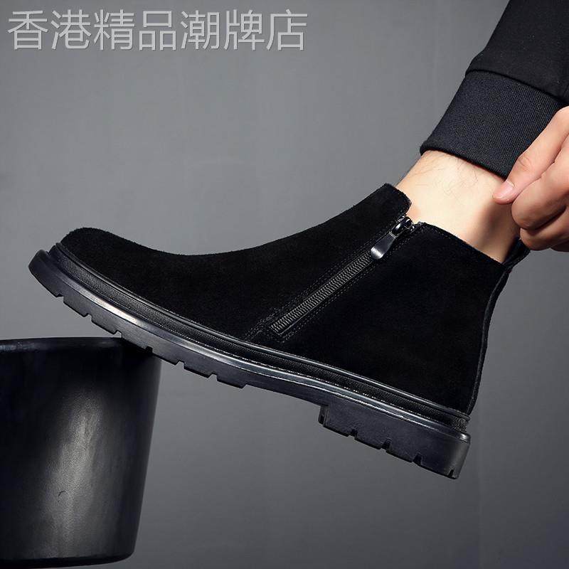 马丁靴男高帮秋冬轻奢2025新款中帮真皮切尔西靴黑色休闲皮鞋男款