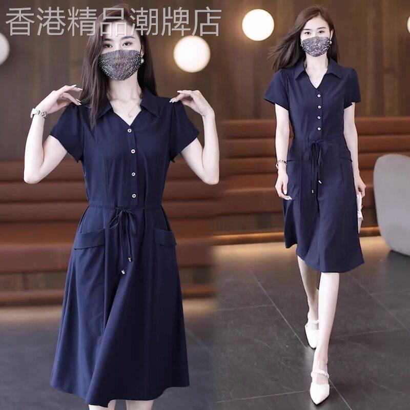 冰丝高端连衣裙女夏季2026新款韩版爆款收腰遮肚子减龄小个子裙子