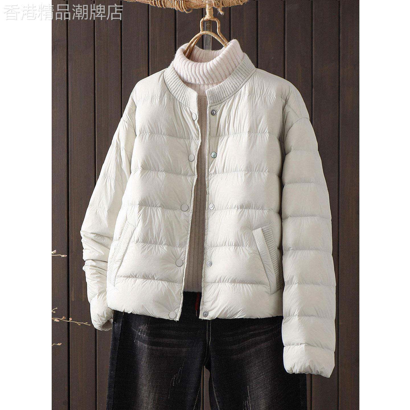 文艺90白鸭绒羽绒服女秋冬季2025年新款轻薄纯色棉服加厚保暖外套