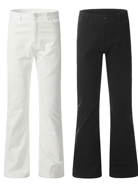 Goinsk【何浩楠同款】白色休闲裤男春秋季美式cleanfit裤子微喇裤