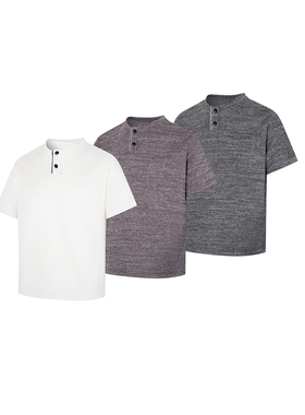 Goinsk 古着感亨利领短袖男女款春夏季针织T恤松弛肌理通勤打底衫