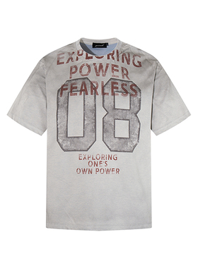 Goinsk 做旧数字印花短袖男女款春夏季T恤重磅水洗宽松落肩打底衫