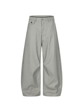 Goinsk 细条纹阔腿休闲裤男女春季美式复古弯刀裤松弛风显瘦长裤