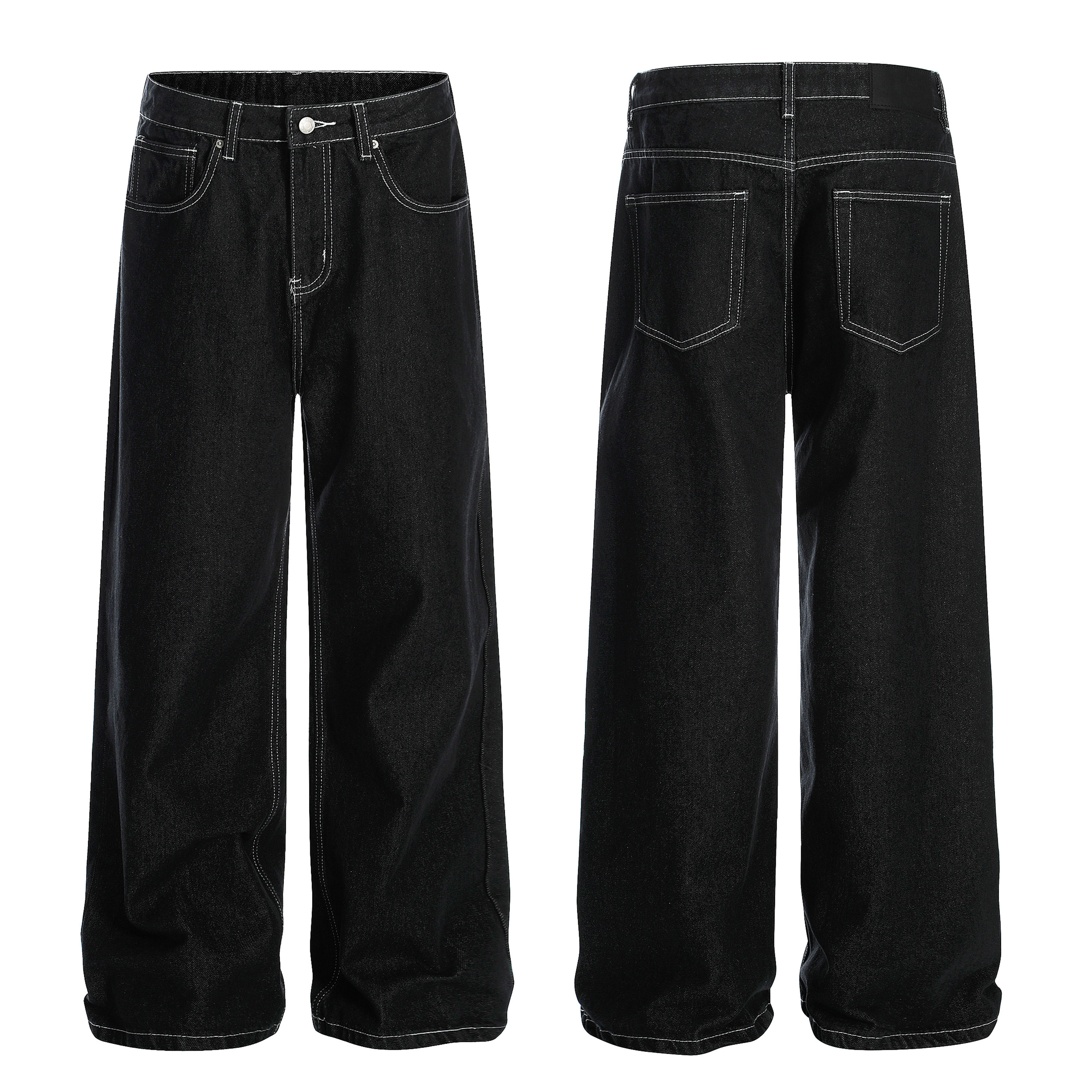 Goinsk老钱风洗水阔腿拖地牛仔裤