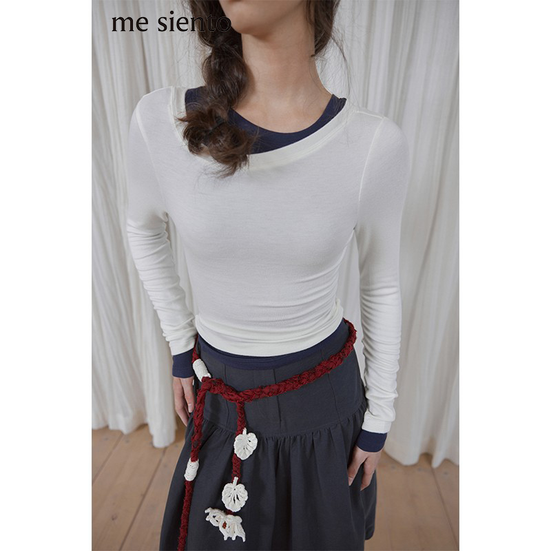 mesiento套头圆领长袖打底衫