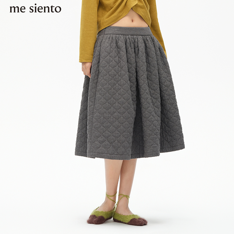 me siento 25FW小众设计感夹棉菱形珩a字宽松大裙摆半身裙