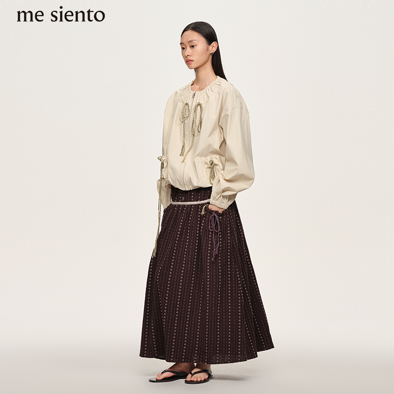 me siento 油葫芦棕双腰头口袋抽绳A字半身裙
