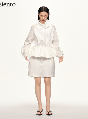 me siento 鹄白抽绳设计休闲短裤