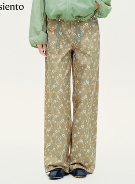 me siento 26SS高腰印花休闲阔腿长裤