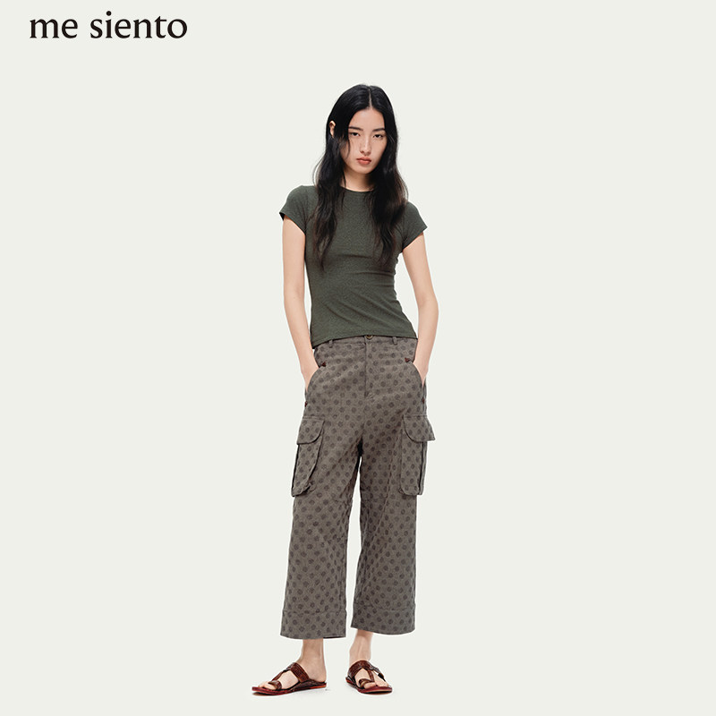 me siento 26SS多口袋高腰工装七分裤
