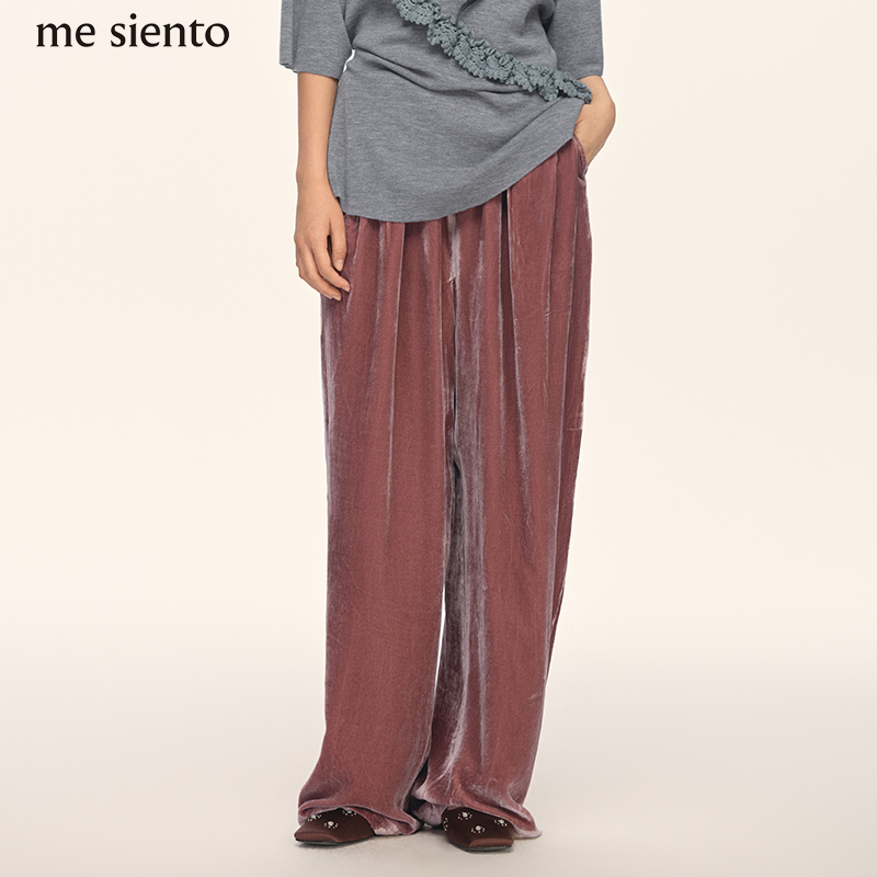 mesiento25AW丝绒阔腿休闲裤