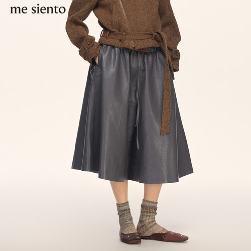 me siento 可调节松紧抽绳高腰A字阔腿五分裤休闲短裤