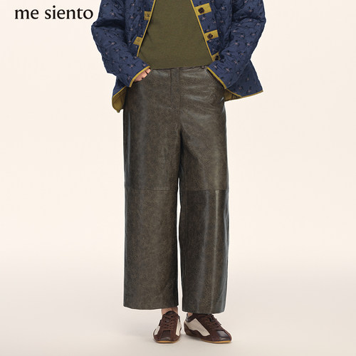 mesiento25AW简约文艺女皮裤