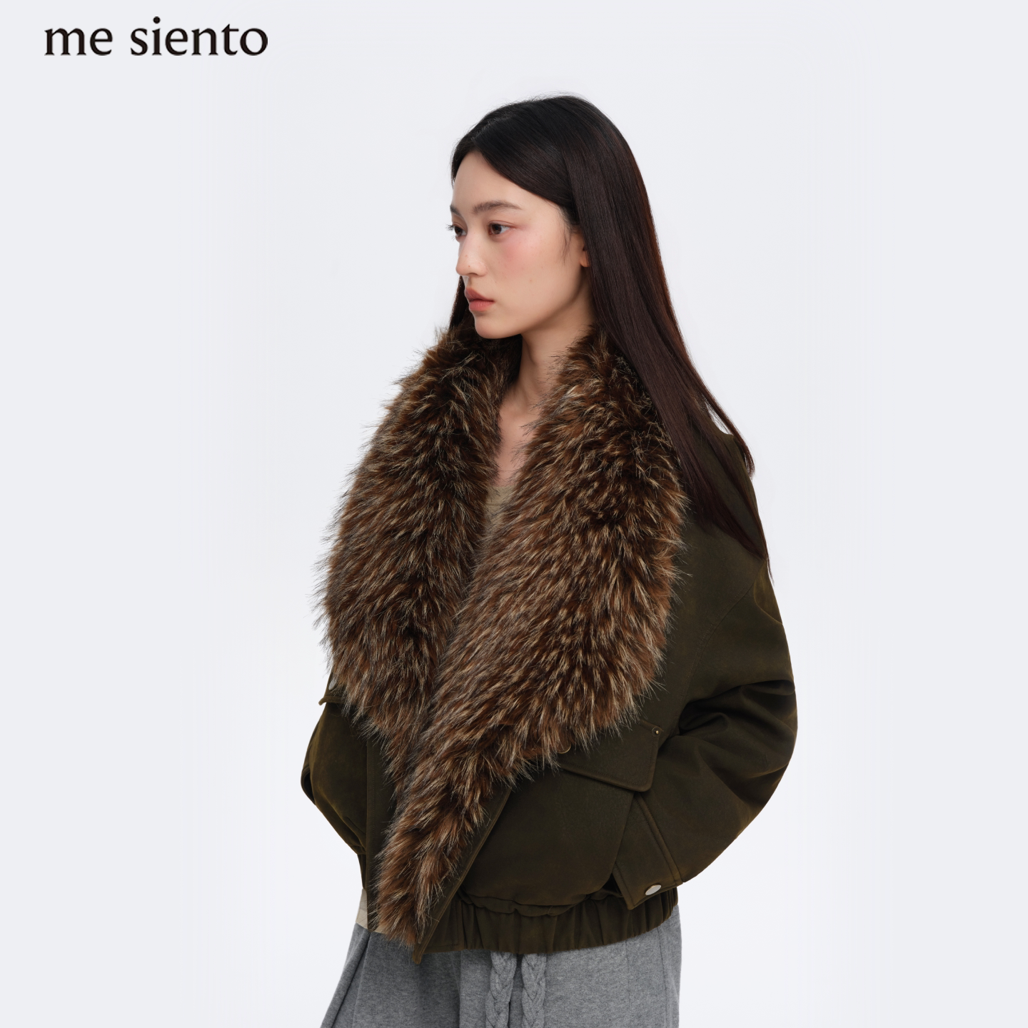 me siento 26AW 大毛领哑光磨砂复古做旧夹克