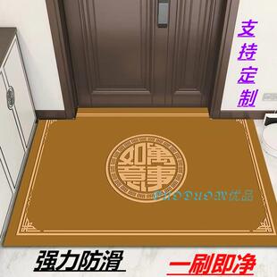 土黄色地垫入户门垫硅泥藻防滑软垫咖色玄关地毯一刷即净进门脚垫
