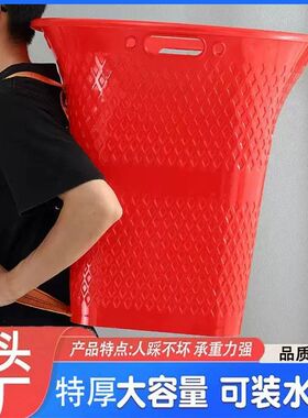 牛筋背篓大号超大型牛筋摔不烂加厚熟胶农用大人背仿竹编水果背筐