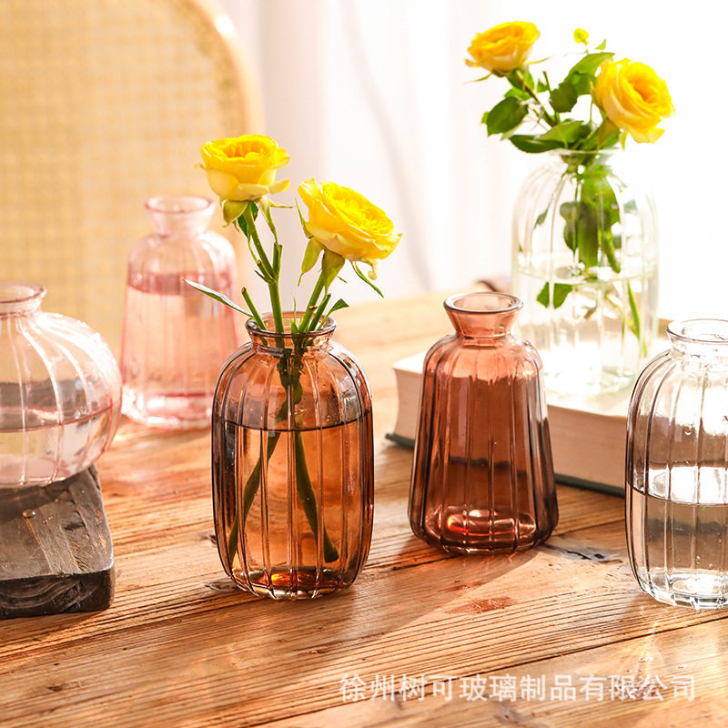 日式迷你小花瓶透明玻璃