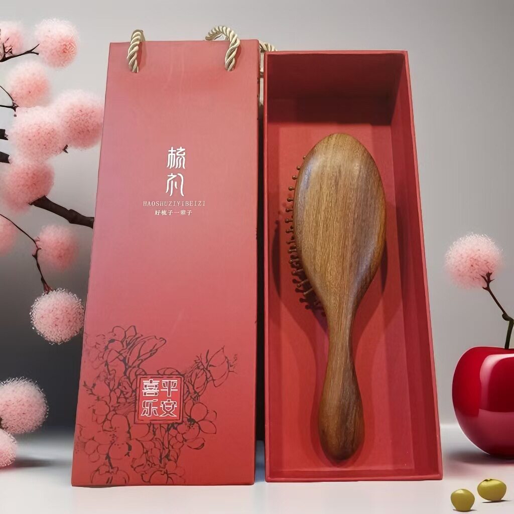 金丝檀木气垫梳头部经络