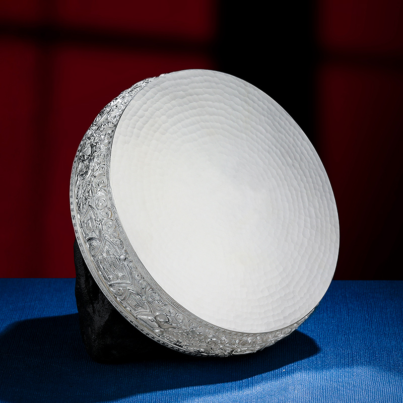 菩提树下官方店曼扎盘修盘S990银纯手工37堆供曼扎基盘加大号14cm