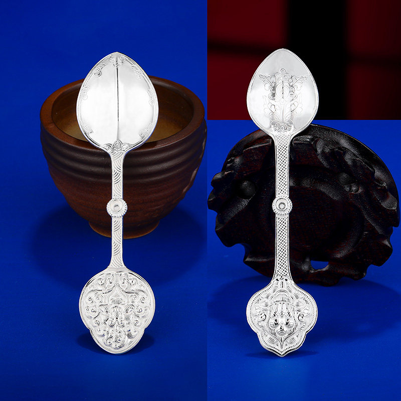 S990纯银火供勺摩尼宝供勺荟供勺烟供勺熏香勺金刚勺15cm2款可选