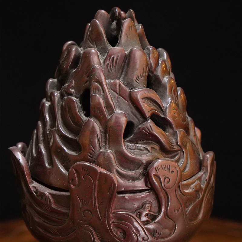 铜香炉茶道禅意摆件奇虎博山炉香薰家用室内香道仿古炉烟供炉摆件