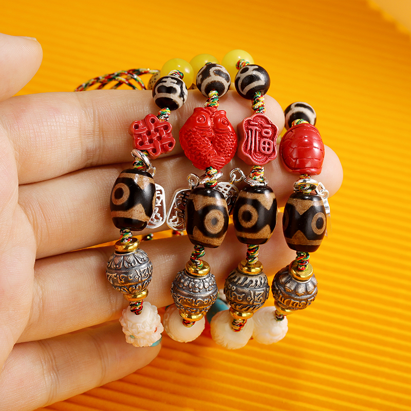 五尊菩萨天然朱砂福牌多宝珍宝手串天珠男南红转运珠手链小众女款