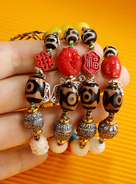 五尊菩萨天然朱砂福牌多宝珍宝手串天珠男南红转运珠手链小众女款