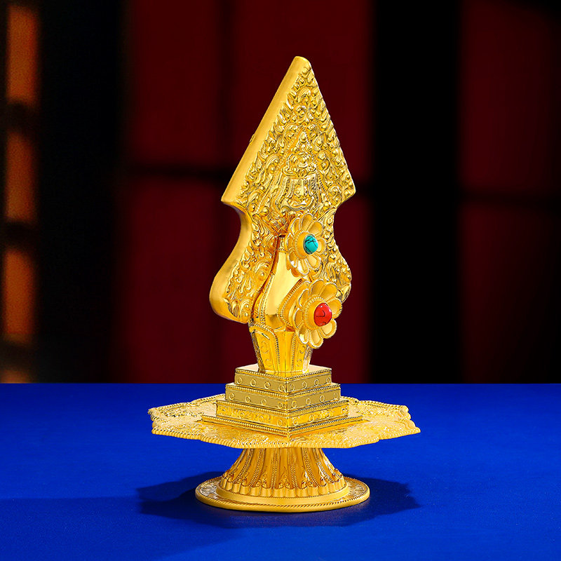 S999纯银镀金朵玛供具用品三根本朵玛花食子品精工20cm