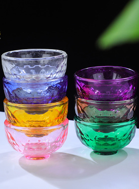 水晶供水杯供佛杯佛前八供杯家用七彩净圣水杯供水碗摆件敬神供杯