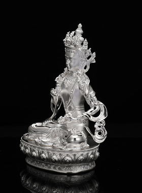 S999纯银金刚萨埵佛像摆件金刚手菩萨摩诃萨大号居家佛像摆件15cm