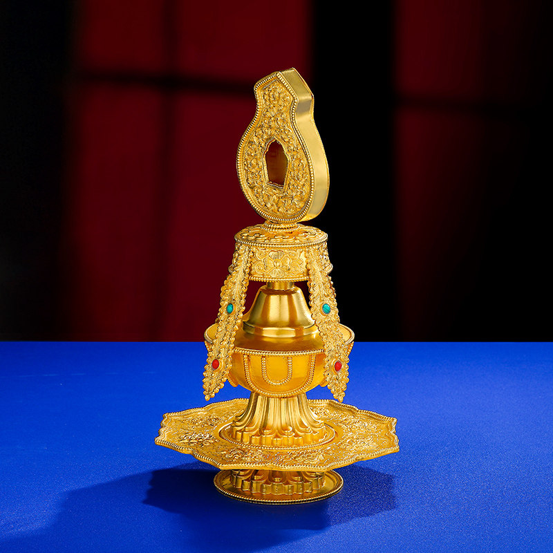 无量寿宝瓶S990纯银镀金手工宝瓶居家摆件供具无量寿宝瓶22cm