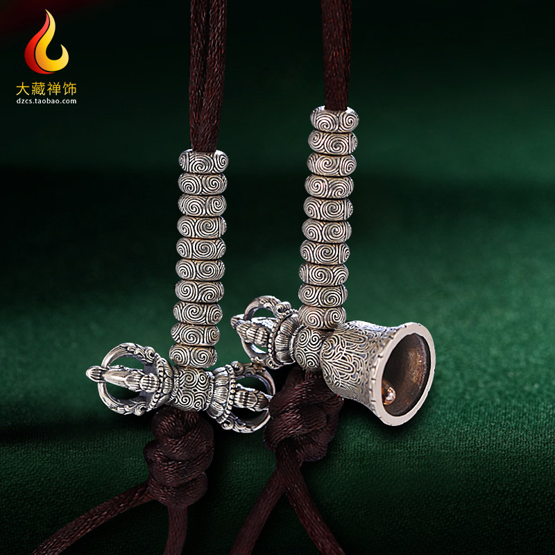 纯银S925暗纹铃杵计子数量器西藏复古做旧手拨点记录器大小号