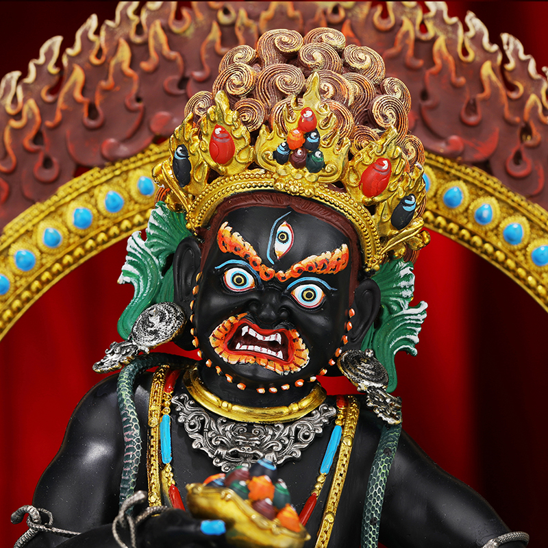 尼泊尔工艺藏式财神黑财彩绘黑财神摆件铜鎏金黑财神佛像摆件34cm