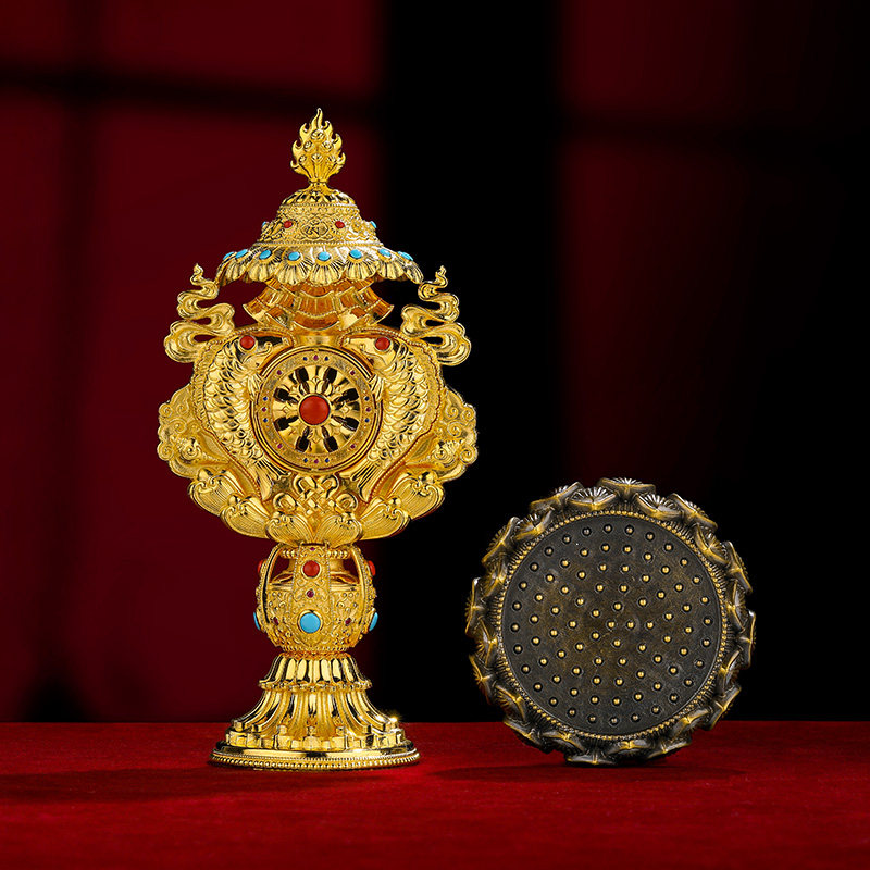 八吉祥组合摆件铜镀金供具吉祥八宝摆件八宝总集总汇18cm