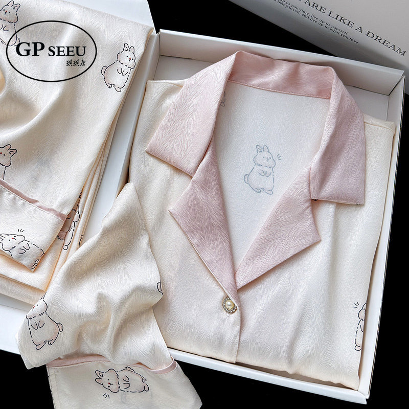 GP Seeu真丝睡衣女夏季短袖高级感薄款桑蚕丝家居服送闺蜜礼物