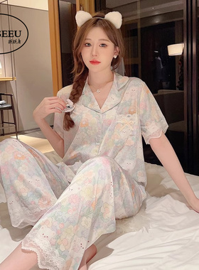 GP Seeu真丝睡衣女夏季薄款短袖套装小红书推荐高级感扎染家居服