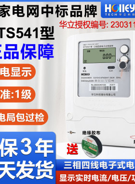 华立三相四线电表DTS541峰谷平380V互感式远程抄表100A智能电度表