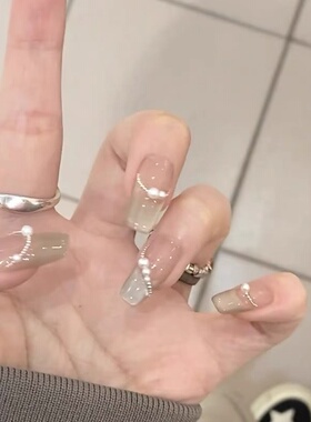 曼辞假指甲结婚美甲法式猫眼
